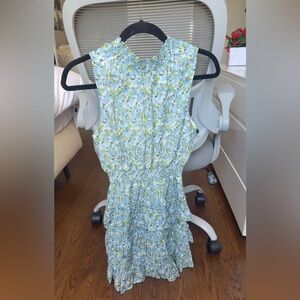Rachel Parcell Blue and Green Floral Mini ruffle dress - NEVER WORN